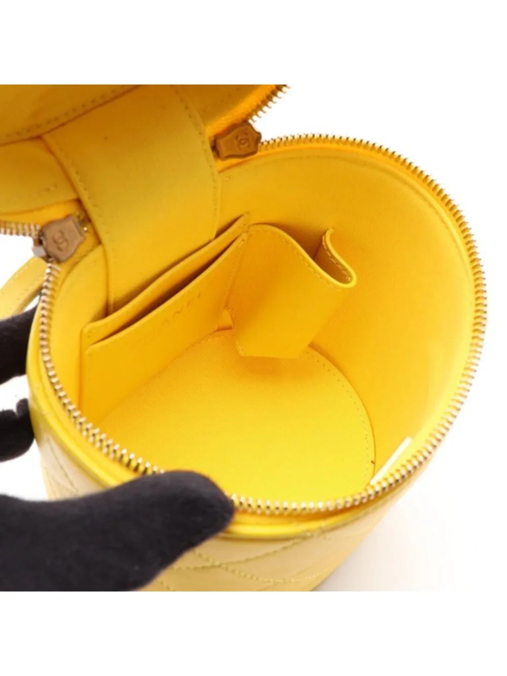 Chanel Shoulder Bag Quilted Vanity Yellow Lambskin Chain